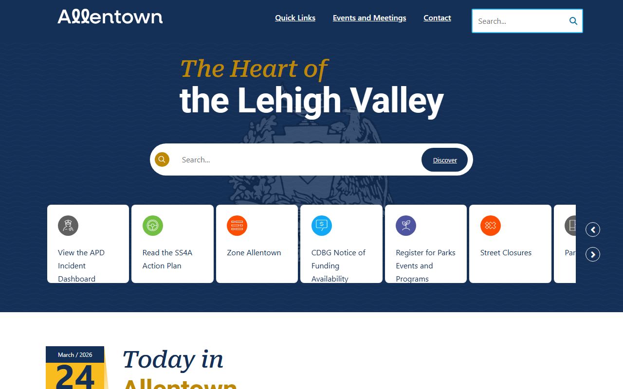 Allentown city website for public records information