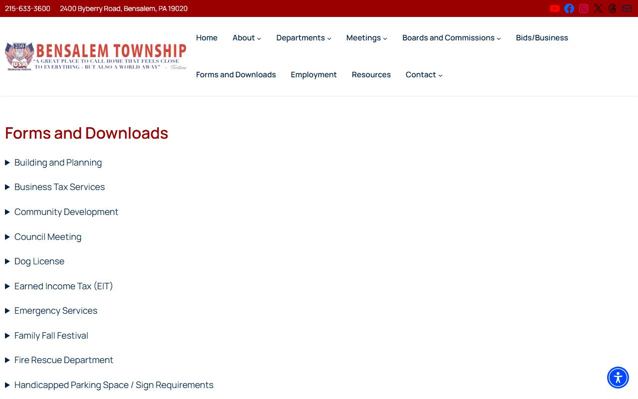 Bensalem Township forms and right-to-know for Bensalem felony records