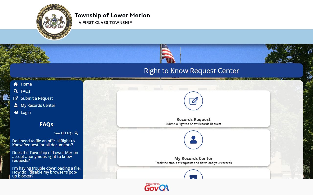 Lower Merion right-to-know portal for Lower Merion felony records access