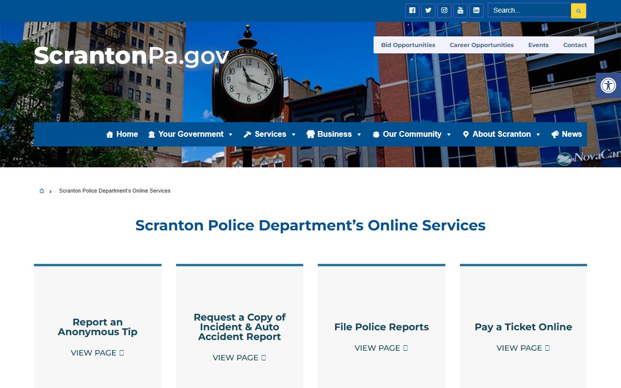Scranton Police online services for records access
