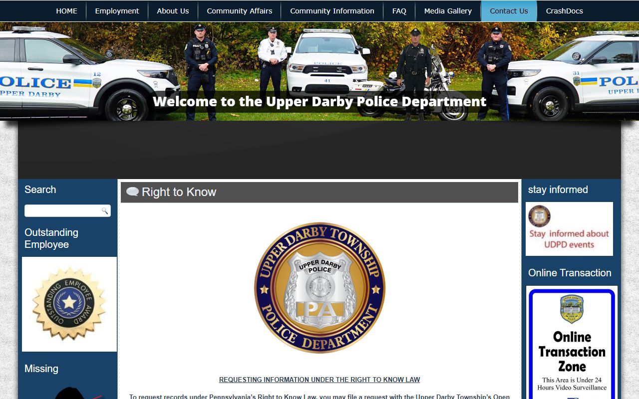 Upper Darby Police right-to-know requests for Upper Darby felony records
