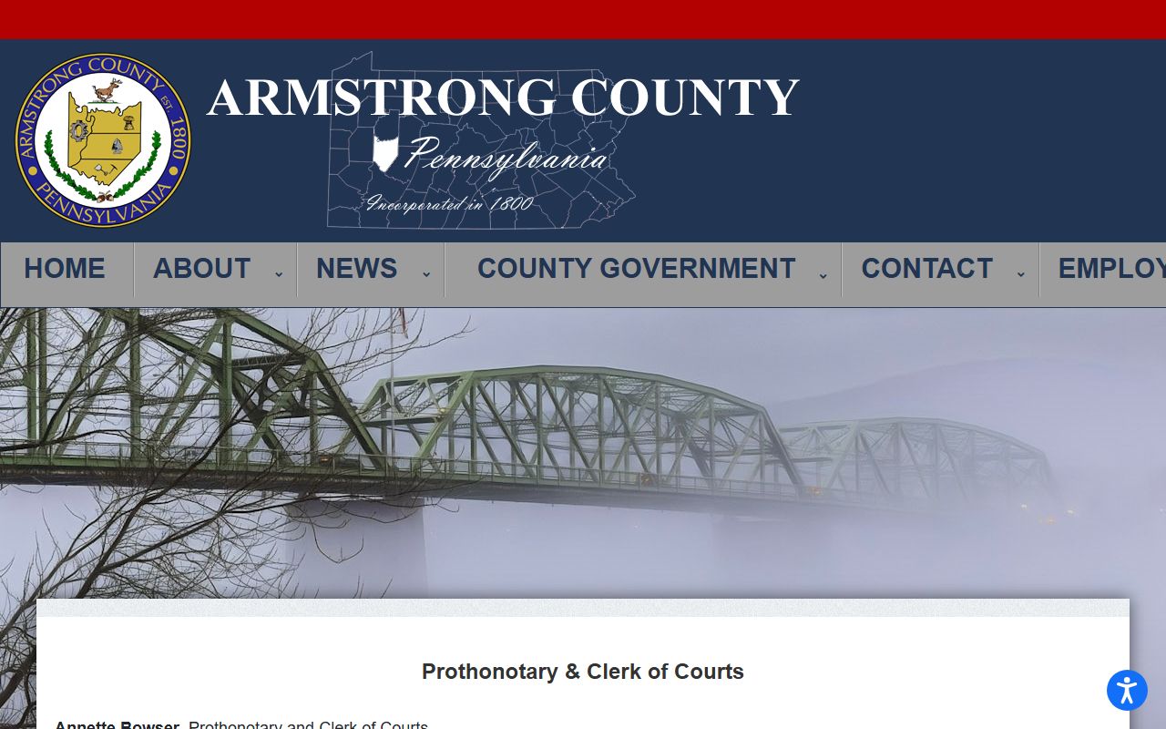 Armstrong County Prothonotary and Clerk of Courts office information for felony records
