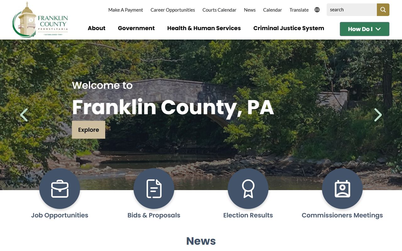 Franklin County public records policies page for felony records and criminal case access