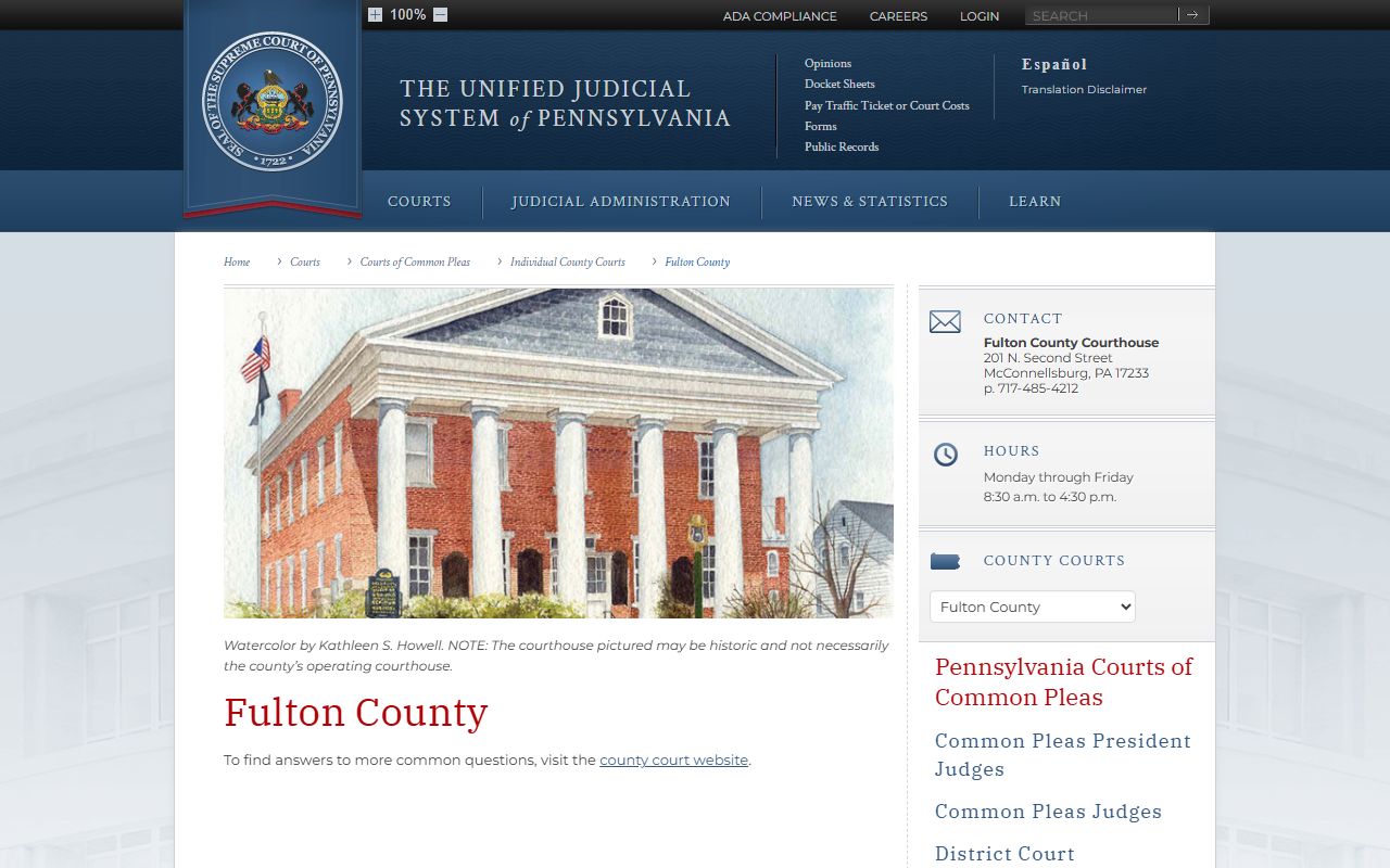 Fulton County felony records from the PA Courts website