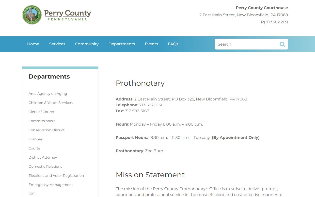 Perry County Prothonotary for felony records access
