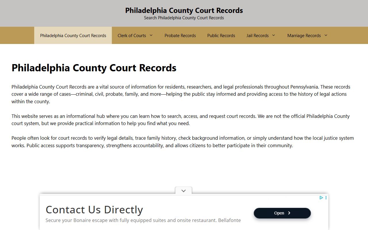 Philadelphia County Courts for felony records access