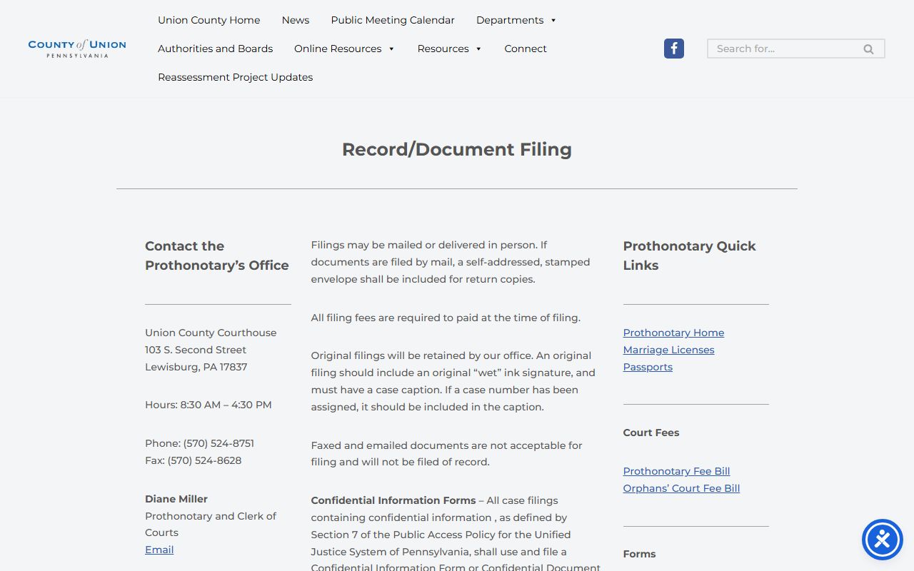 Union County record document filing for court case access