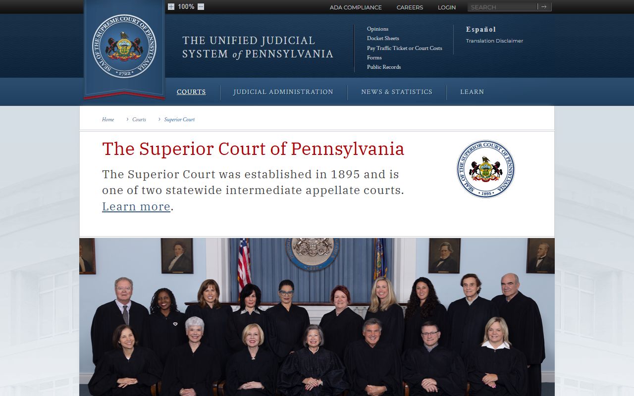 Pennsylvania Superior Court criminal appeals page for felony records